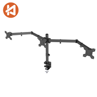 Support de moniteur triple écran Khcoohoo, fixation sur poteau, écrans de 13 à 27 pouces, 8 kg, hauteur réglable, inclinaison et rotation, acier, plastique, câble