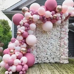 Conjunto de globos de látex para decoración de fiestas de boda, set de globos retro de color rosa y fucsia, gran oferta