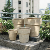 Pot Bunga Meiling Terlaris, Berbagai Warna, Bentuk Persegi, Lapisan Kilap, Untuk Taman Luar Ruangan, Bahan Fiber Clay, Dilengkapi Lubang Drainase
