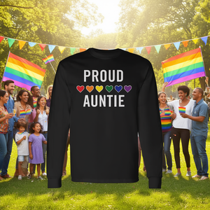 Maglietta a maniche lunghe con arcobaleno LGBTQ Pride di Proud Auntie - Product Image 3