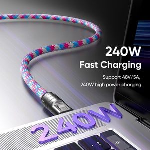 Tipo C cordino per telefono 240W USBC intrecciato in Nylon 30cm 5A ricarica rapida 480mbps sincronizzazione dati TPE fibbia per telefono cellulare - Product Image 5
