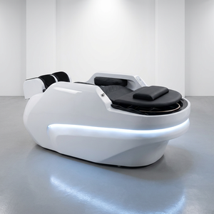 KISEN Cama de Masaje Automática de Fibra de Vidrio con Luz Ambiental LED, Masaje Eléctrico Ajustable para Piernas y Espalda, Rodillos y Lavabo Cerámico - Product Image 1