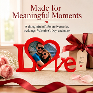 Cornice portafoto 3D stampata a forma di cuore con scritta 'I Love You', decorazione romantica da tavolo per anniversari di coppia. - Product Image 5
