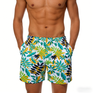 Pantalones Cortos Deportivos Casuales para Hombre de Primera Calidad, Elásticos, de Poliéster/Algodón, Tejido de Punto, Estampados, de Secado Rápido, Transpirables y Ecológicos - Product Image 1