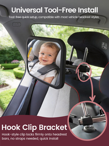 Metal Hook Clip Adjustable Car Baby Rearview <b>Mirror</b>, Child Safety Observation <b>Mirror</b> <b>Bracket</b>, Maternity Car Acces - Product Image 3