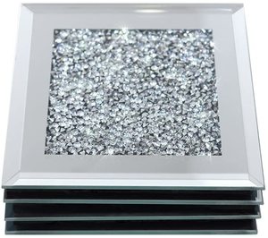 Glass Bling kim cương nhân đôi Coaster trang trí Wine cup long lanh Rhinestone Mat cho Bảng trang trí - Product Image 4