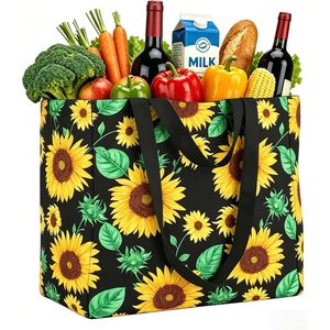 <b>Extra</b> <b>Large</b> Reusable Canvas Grocery Bag With 6 Pockets Foldable Tote For Shopping - Product Image 1