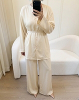 Ensemble coordonné 2 pièces Mexizo 2026 : Pantalon Abaya et Haut à Boutons pour Femme Musulmane – Tenue Quotidienne (Vente en Gros)