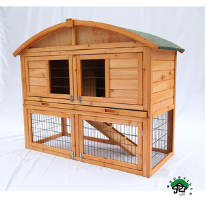 <span class=keywords><strong>Cage</strong></span> extérieure en bois massif pour lapin et cochon d'Inde avec toit en maille Style triangle pour petits animaux - Product Image 4