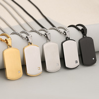 Pendentif barre vierge personnalisable en acier inoxydable, gravure laser, plaque nominative, non ternissant, collier unisexe
