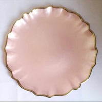 Assiette de présentation en verre Ohere avec bordure en dentelle, bordure dorée, bordure argentée, transparente, écologique, 13 pouces, mariage, fête, hôtel