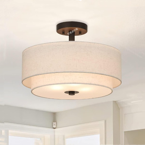 Plafonnier LED moderne minimaliste en tissu, à montage en surface, pour salon et chambre - Product Image 5