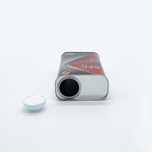 Bidon en fer blanc carré/rectangulaire de 1L pour liquide de frein et huile moteur avec bouchon en plastique - Product Image 5