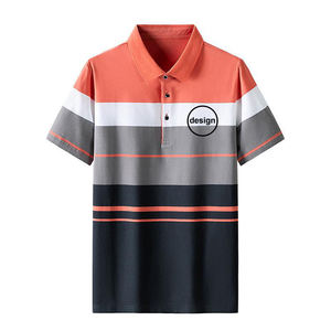 Camiseta de algodón clásica a rayas de color sólido para hombre con logotipo personalizado OME, manga corta, estilo vintage, con bolsillo, logotipo de color personalizable OEM - Product Image 1