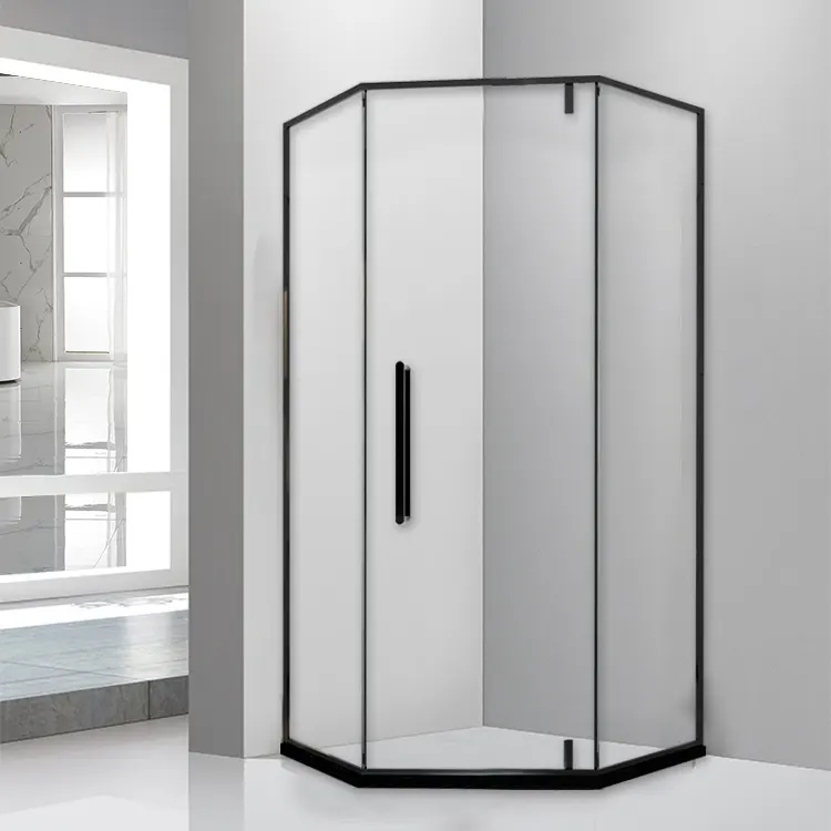 Porta-chuveiro bolen com design de luxo, cabine de banho de vidro temperado fosco e diamante, preto, 2021