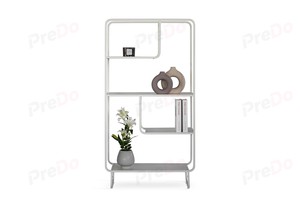 Modern European Rounded <strong>Corner</strong> Metal Adjustable Height Display Shelf Freestanding <strong>Storage</strong> Rack Organizer <strong>Unit</strong> for Dining Living - Product Image 3
