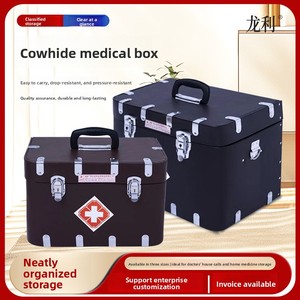 Trousse de premiers secours portable en cuir <span class=keywords><strong>vintage</strong></span> rouge, grande capacité, pour médecin de campagne et visites - Product Image 2