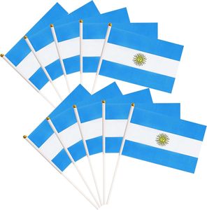 Bandera de Mano de Argentina Personalizada Barata al por Mayor, Impresión Serigráfica de 14x21 cm, 100% Poliéster, Bandera de Mano Pequeña de Argentina Personalizada de Doble Cara - Product Image 5