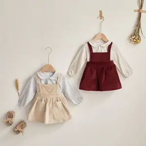 Children Clothes Spring Autumn New Girl's Dress Baby Back Strap Dress Baby European Style Corduroy Skirt