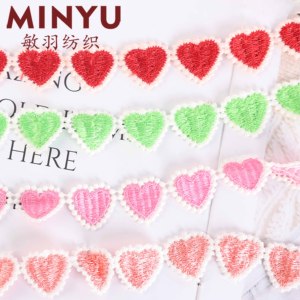 ลูกไม้ปักลายผ้าไหมนมโพลีเอสเตอร์100% ลายหัวใจสีแดงหลากสีลูกไม้ละลายน้ำได้ตัดแต่งสไตล์ชนเผ่าเซ็กซี่สำหรับกระเป๋า - Product Image 5