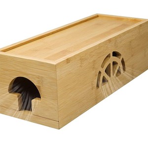 Caja de almacenamiento de bambú para la gestión de cables de escritorio con estación de carga para teléfonos y tabletas - Product Image 2