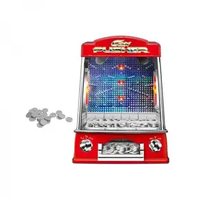2024 Mini máquina de jogos de arcade empurrador de moedas com música leve prêmio de mesa máquina de jogos de diversões pai-filho