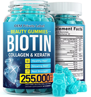 Compléments alimentaires en gommes de collagène et kératine, marque privée OEM/ODM, véganes, avec biotine et vitamines pour les cheveux, la peau et les ongles