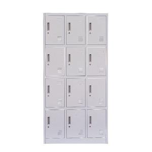 Armoire de rangement métallique en acier à 12 compartiments avec serrure à clé et structure démontable - Product Image 3
