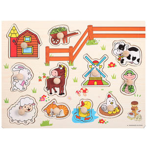 Puzzle en bois 3d pour enfants, mini hexagones magnétique, nom <span class=keywords><strong>d</strong></span>'animaux, artisanat de fruits, amour, Montessori - Product Image 1