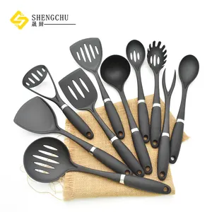 Utensilios de cocina de plástico con mango de goma, grado alimenticio, 10 unidades, gran oferta