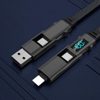 Cable de Carga Rápida 4 en 1 con Pantalla LED de 100 W, USB/Tipo-C a Tipo-C/8 Pines, para Todos los Teléfonos Inteligentes y Bancos de Energía