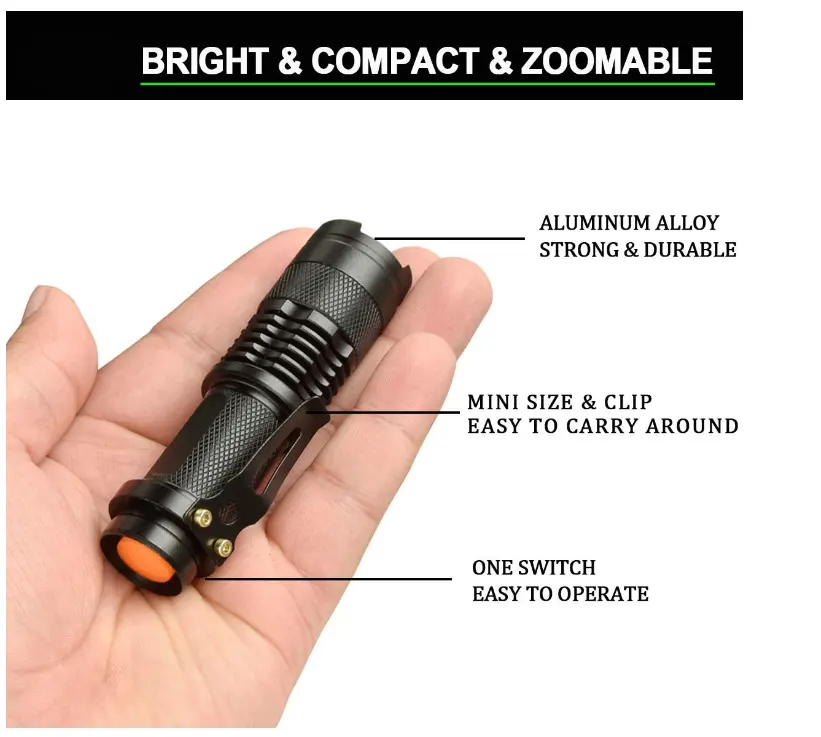 High Power Multifunctional Pocket Clip Hunter Flashlight Focusing Torch for Camping Hunting Lighting Outdoor