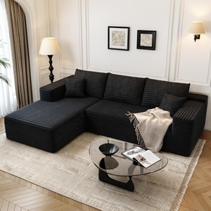 Canapé sectionnel minimaliste en forme de L avec chaise longue gauche extensible, compressé sous vide, sans structure, effet rafraîchissant - Product Image 1