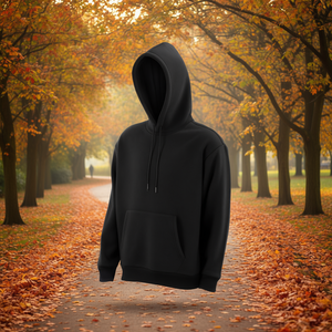 Sudadera con Capucha Negra para Hombre, 100% Algodón, Cálida, Informal, para Otoño, Corte Regular, Manga Larga, Diseño Sólido - Product Image 2