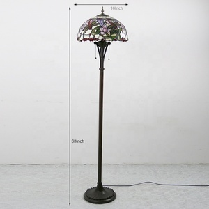 Lampe de sol LED en verre coloré traditionnel LongHuiJing, diamètre 16 pouces, abat-jour multicolore pour usage résidentiel - Product Image 6