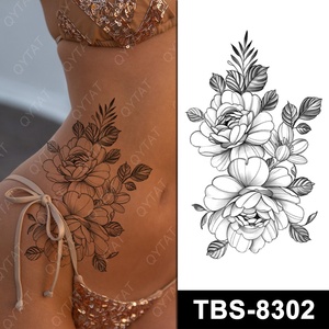 Personnalisé Vente en gros Sexy Femmes Hommes Faux Corps Tribal Bras Temporaire Imperméable Fleur Noire Autocollants de Tatouage - Product Image 2