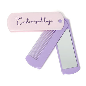 Folding Brush and Mirror Custom Logo Compact Come Plastic Foldable Mirror and Comb Promotional Gift