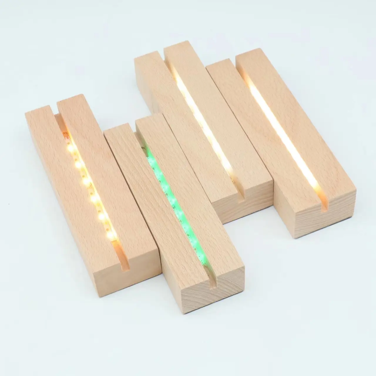 DIY RGB 7 Color LED Oval Wooden Luminous Night Light Base 3D Lamp Holder for Blank Acrylic LED wooden base light