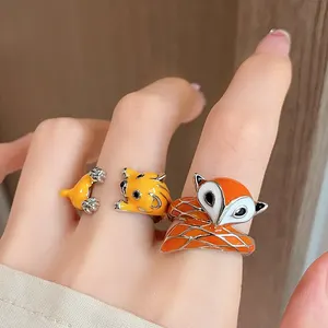 BS-02 Bán Buôn Đồ trang sức dễ thương hợp kim men động vật Dog Fox Cuff Vòng