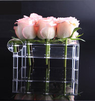 Boîte à fleurs en acrylique clair, 9 trous, transparente, coffret avec couvercle, pour la saint valentin, cadeau pour mère et femme, vente en gros,