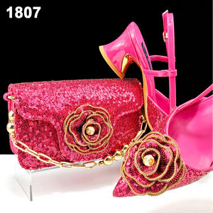 Ensemble chaussures et sacs pour femmes Bestway, dernière mode, sequins floraux 3D, style italien, en cuir PU assorti - Product Image 1