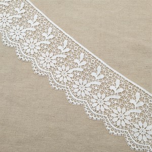 Ribete de encaje guipur bordado floral blanco de 10 cm de ancho para vestido, borde decorativo elegante hecho a mano - Product Image 5