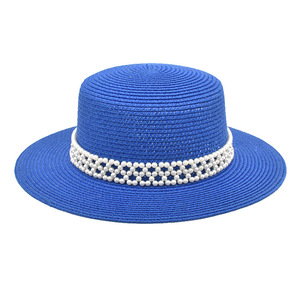 Chapeau Fedora d'été en paille <span class=keywords><strong>de</strong></span> style coréen et français pour les femmes Nouveau chapeau <span class=keywords><strong>de</strong></span> soleil décontracté avec perle Trendy Fresh Look - Product Image 4
