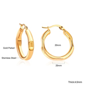 Pendientes de Aro Minimalistas de Acero Inoxidable al por Mayor, Joyería Chapada en Oro de 18K, Pendientes Geométricos Impermeables para Mujer - Product Image 2