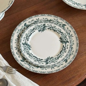 Assiette à pâtisserie vintage en céramique de 10,6 pouces avec motif de roses vertes, style campagnard, support à pâtes italien pour les fêtes - Product Image 1