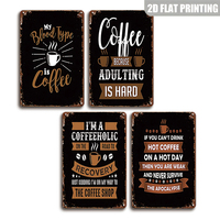Letrero Metálico Largo con Frase de Café Negro, Decoración Divertida de Pared con Taza de Café y Granos para Cocina, Cafetería o Bar