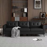 Canapé deux places en tissu et cuir noir, petit canapé double pour appartement, location, boutique, zone de réception