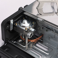 Réchaud à gaz portable multifonctionnel léger à double port en acier inoxydable pour l'extérieur avec combustible au butane pour le camping