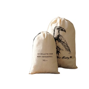 Sac en toile de coton naturel de grande taille avec cordon de serrage, logo personnalisé imprimé à l'écran, sac en coton biologique respirant pour cadeaux, café, voyage - Product Image 1