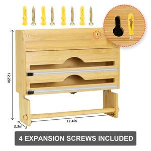 Feuille et emballage en plastique organisateur cuisine essuie-tout et pots à épices distributeur de <span class=keywords><strong>papier</strong></span> d'<span class=keywords><strong>aluminium</strong></span> en bambou avec porte-serviettes en <span class=keywords><strong>papier</strong></span> - Product Image 5
